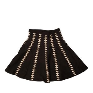 Elegant Black Skirt with Cream Detailing